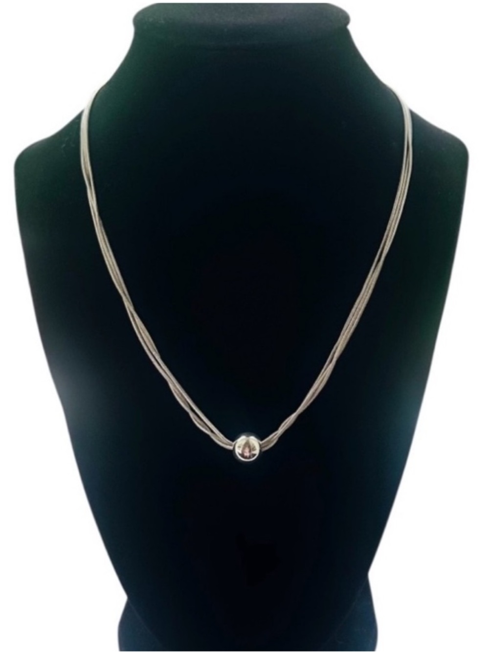 HAN Helen Andrews Vintage .925 Sterling Silver Triple Strand Bead Necklace